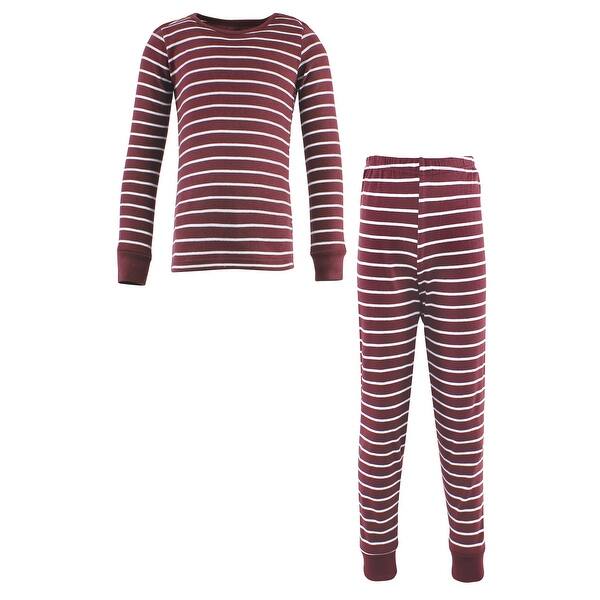 slide 1 of 1, Hudson Baby Infant Cotton Pajama Set, Burgundy Stripe 12-18 Months - Burgundy Stripe
