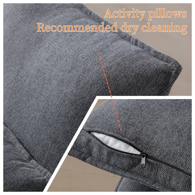 130" Modern Upholstered Sectional Sofa with Console and Chaise, Pillows