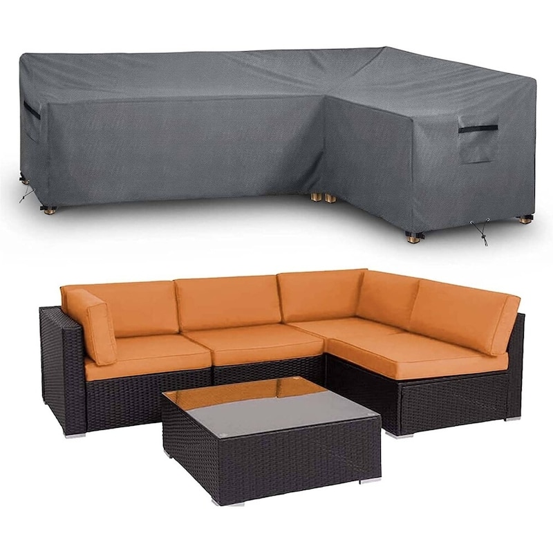 Waterproof Patio Sectional Sofa Cover Outdoor Couch Cover Furniture Cover - 104x83(L-Shaped-Right Facing)