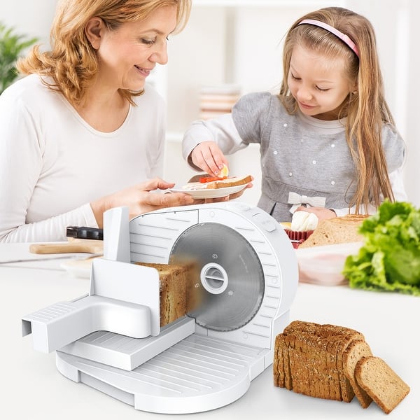 MLITER Portable Plastic Food Slicer 150W Motor 6.7 Inch Serrated Stainless  Steel Blades Thickness Adjustable - Bed Bath & Beyond - 30538399