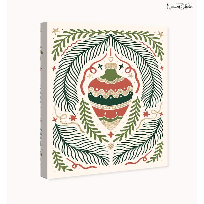 Wynwood Studio Canvas Holiday and Seasonal Glam Scandinavian Ornament Green Glam Wall Art Canvas Print