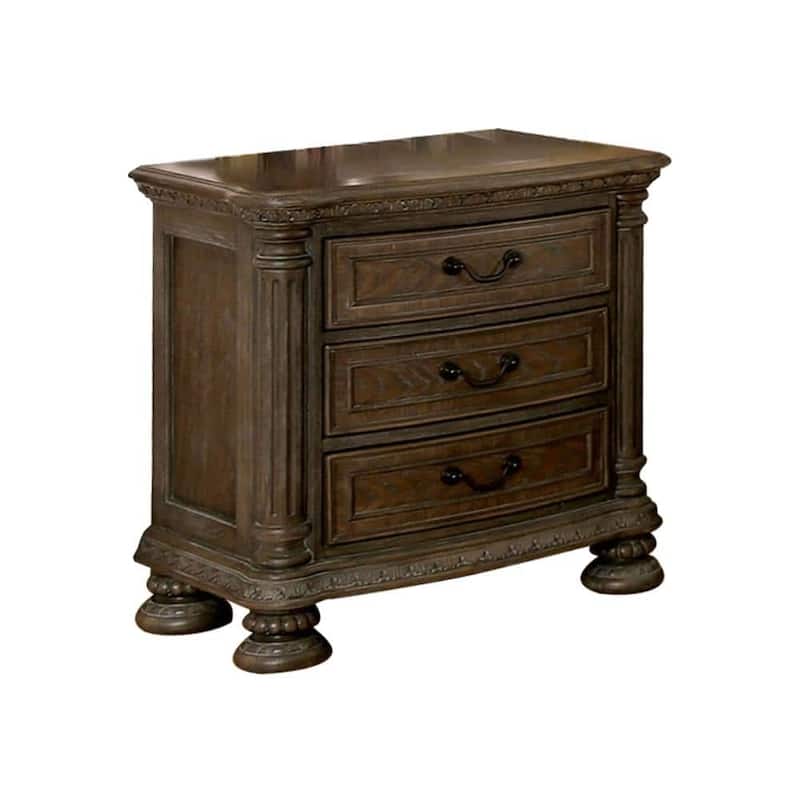1pc Nightstand Bronze Hanging Pull Bedroom Bedside Table w 3-Drawers