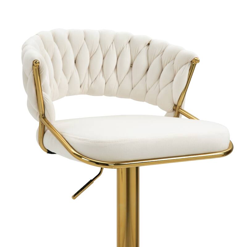 Modern Velvet Counter Bar Stools with Backs(Set of 2)