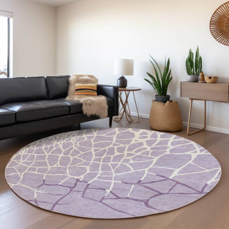 Premium Washable Super Soft Contemporary Webby Mayfield Rug - Lavender - 8' x 8'