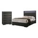 preview thumbnail 5 of 5, Furniture of America Kastela Contemporary Grey 2-Piece Panel Bed and Chest Set with LED