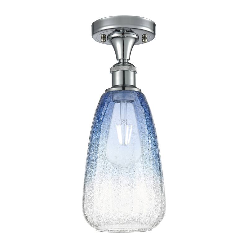 Innovations Lighting Endless Possibilities Ballston - Brookhaven Almond - 1 Light 6" Semi-Flush Mount - Polished Chrome/Sapphire Blue