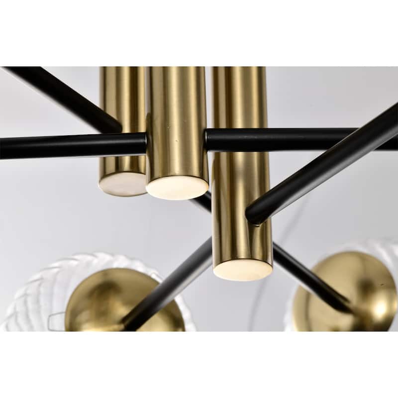 Atlas 32 Inch Globe Clear Glass Semi Flush Mount 6 Light - N/A