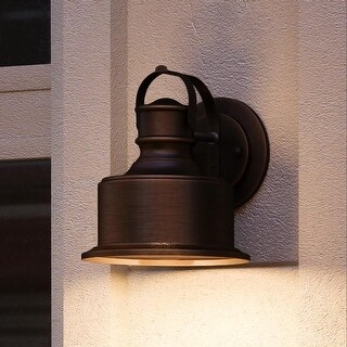 Luxury Industrial Chic Outdoor Wall Light, 11.5"H x 11"W, with Modern Farmhouse Style, Olde Bronze Finish by Urban Ambiance