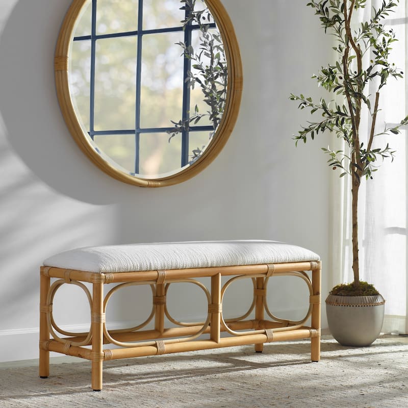 Rattan Wrapped Rectangular Bench - 48"