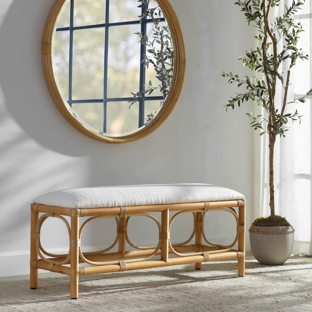 Rattan Wrapped Rectangular Bench - 48"