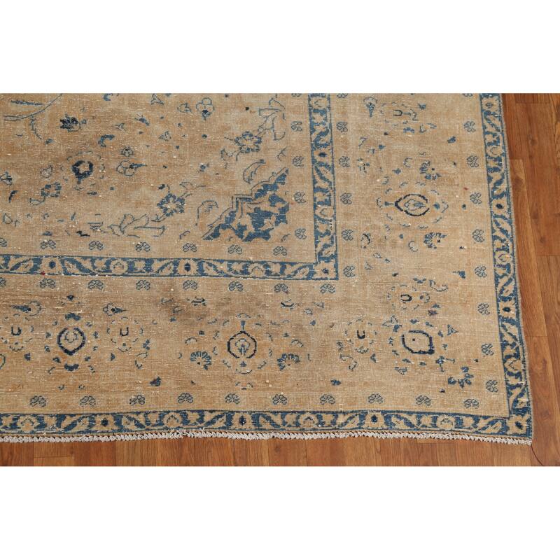 Hand Knotted Oriental 100% Wool Carpet Traditional Floral Oranges & Rust Mashad Area Rug - 12' 9'' X 9' 2''