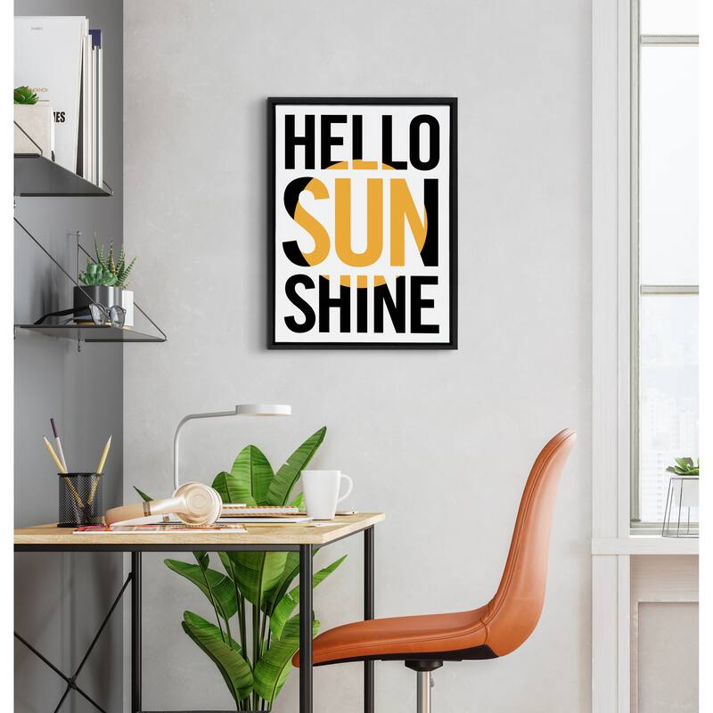 Kate and Laurel Sylvie Hello Sunshine Framed Canvas By Rocket Jack