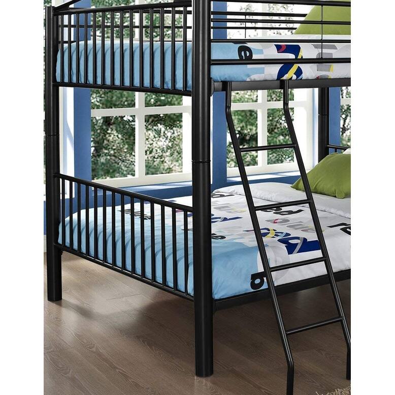 Victorian Bunk Bed - Full Over Full Metal Frame - Black Finish - Space Saving Design