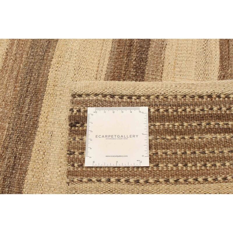 ECARPETGALLERY Flat-Weave Boho Cream Wool Kilim - 6'7 x 9'5