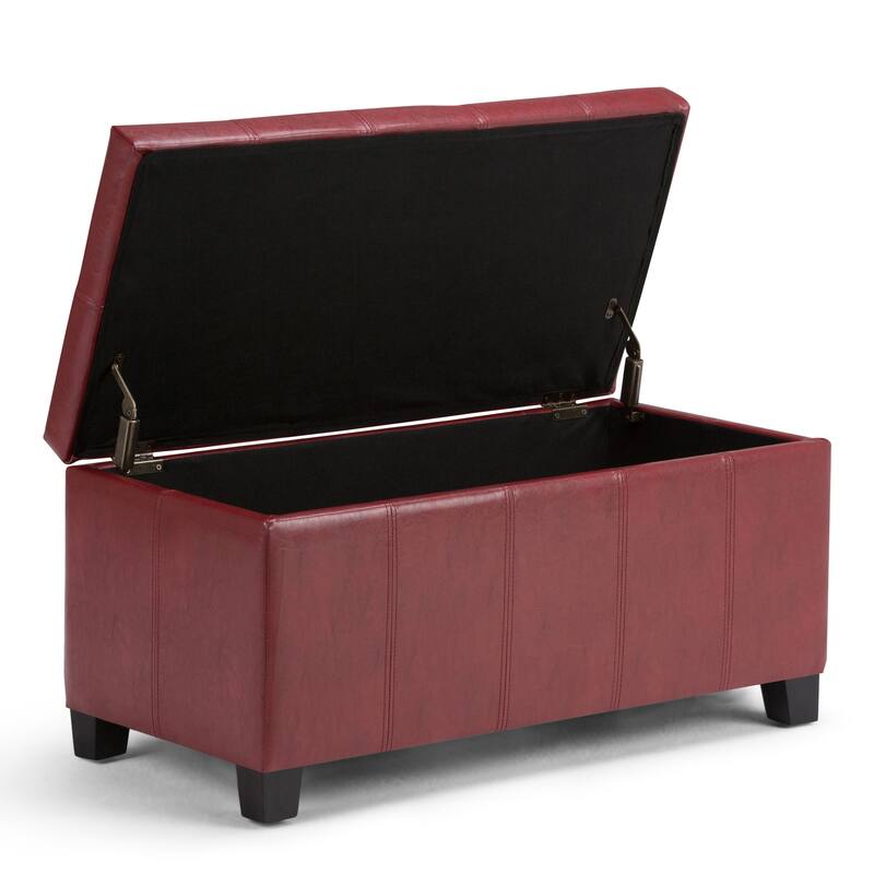 Modern Storage Ottoman Bench - Radicchio Red