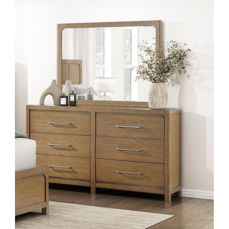 Modern Bedroom Furniture Sets Storage Bed Dresser Mirror Nightstand Chest Light Brown Finish