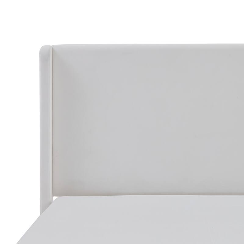 Upholstered Wingback Platform Bed with High Headboard, King Size Platform Bed Frame, Wood and Metal Slat Support, Noise Free