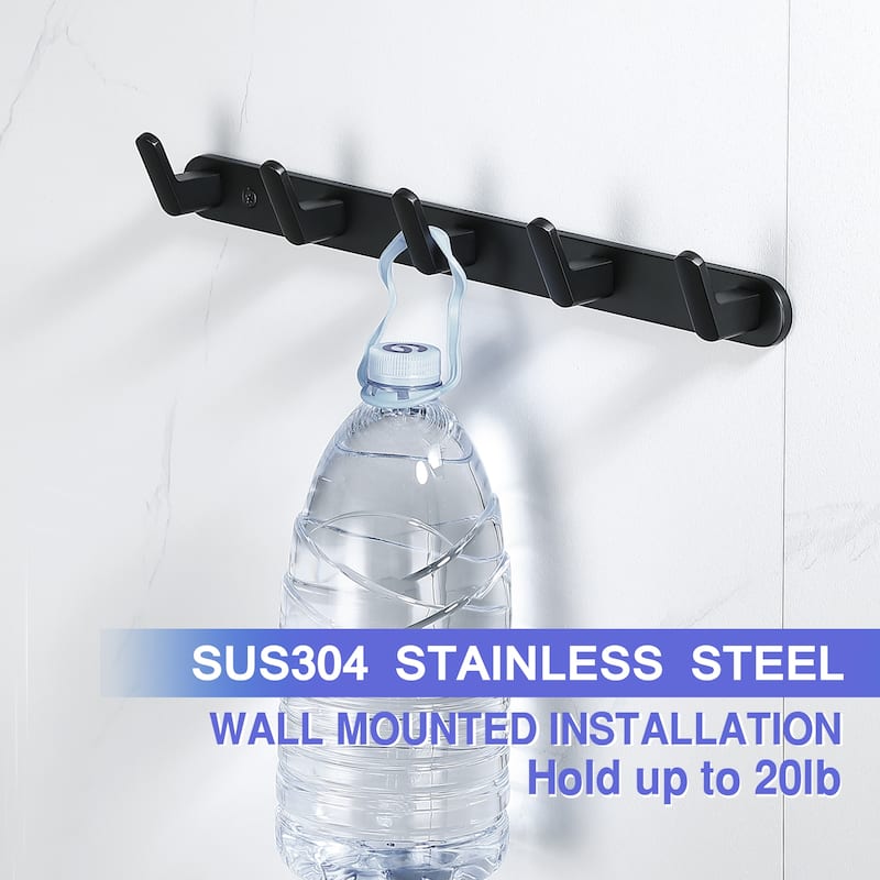 Wall Mounted 5 in 1 Rustproof Hook Rack Coat Rack(2 Pack)