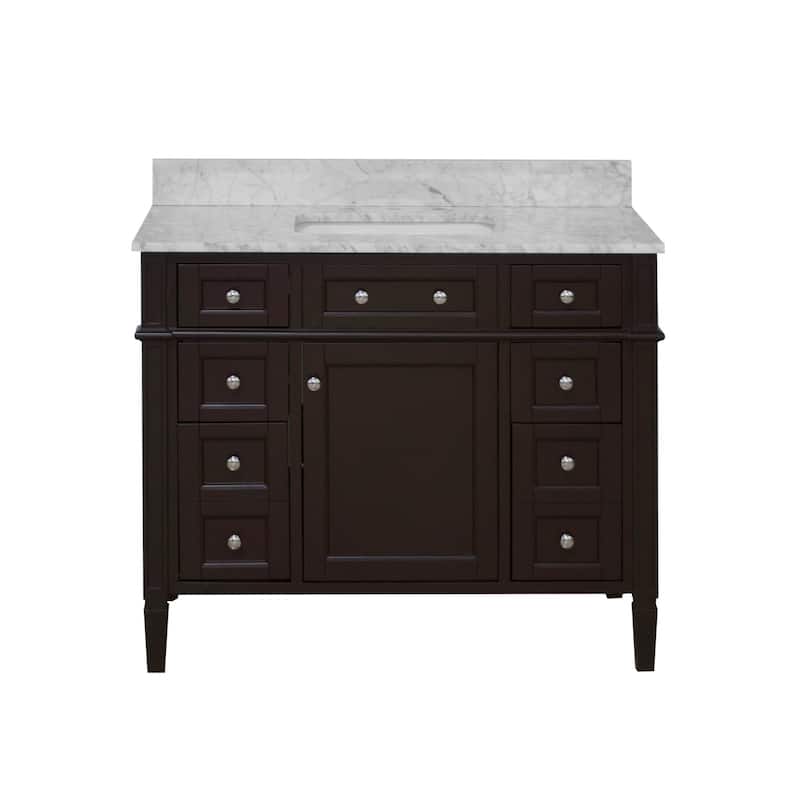 KitchenBathCollection Hailey 42" Bathroom Vanity with Carrara Marble Top