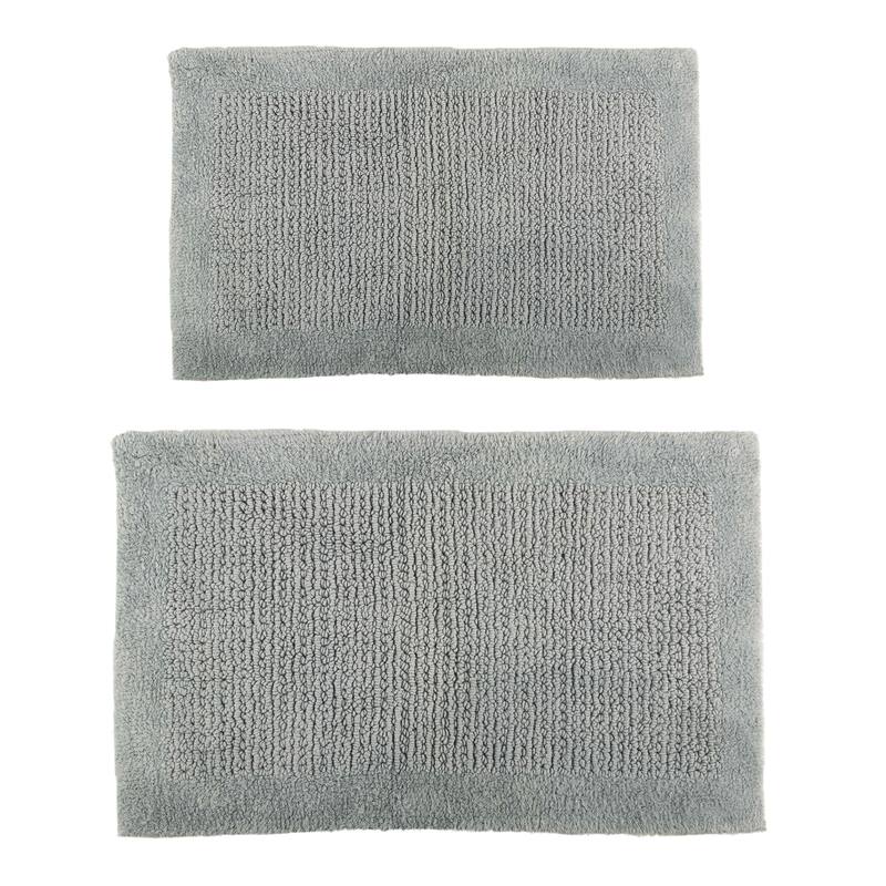 Lavish Home 2-Piece 2500GSM Cotton Bath Mat Set - Charcoal Gray