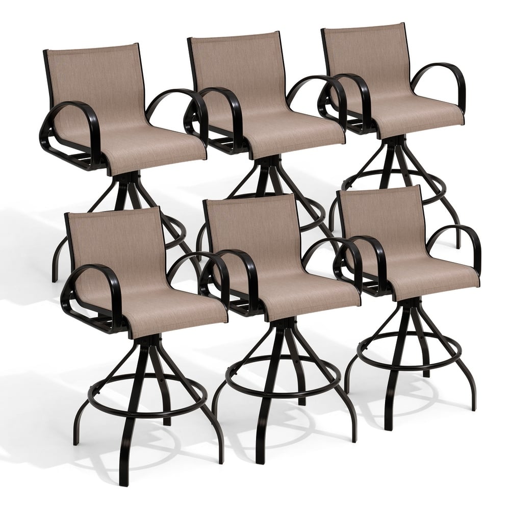 Outdoor Patio Swivel Aluminum Bar Stools Sunbrella Textilene Fabric