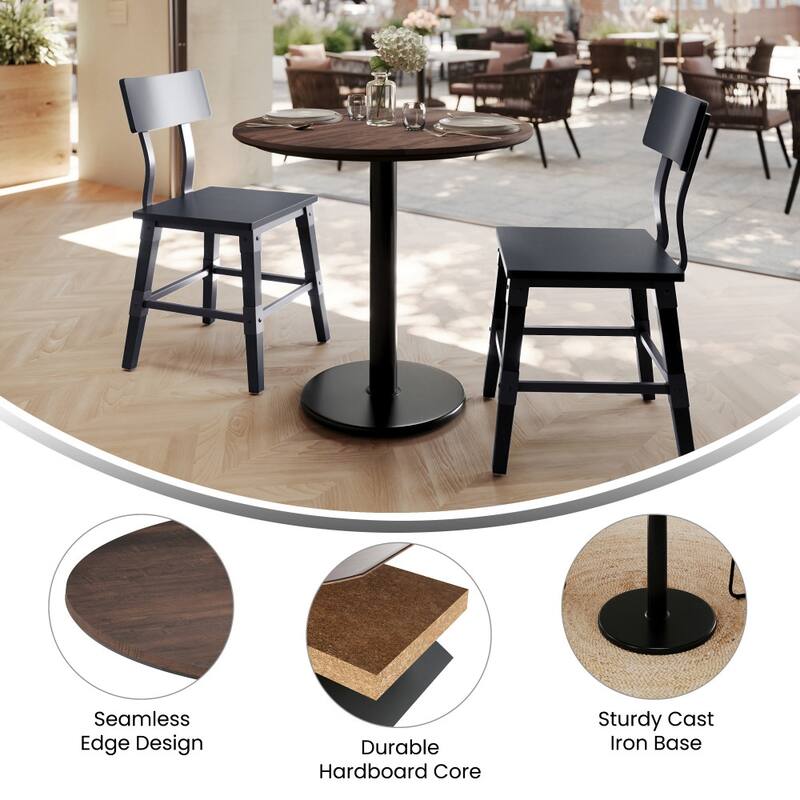 Commercial HPL Tabletop with Table Height Round Base