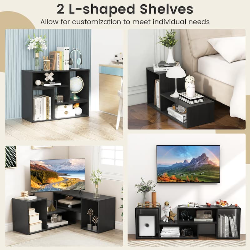 Engineered Wood Adjustable TV Stand with Storage Cubes and Expandable Shelves - 43.5"-62.5" L x 12" W x 16" H