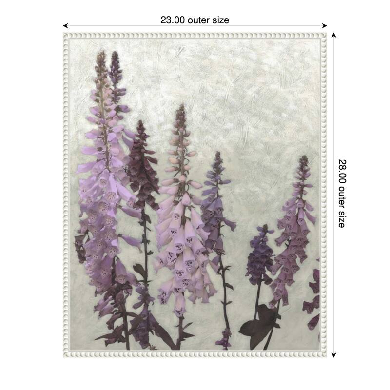 Cloudy Foxgloves No. 2 by Chariklia Zarris Framed Canvas Wall Art Print - Plastic - 23 x 28 in - White