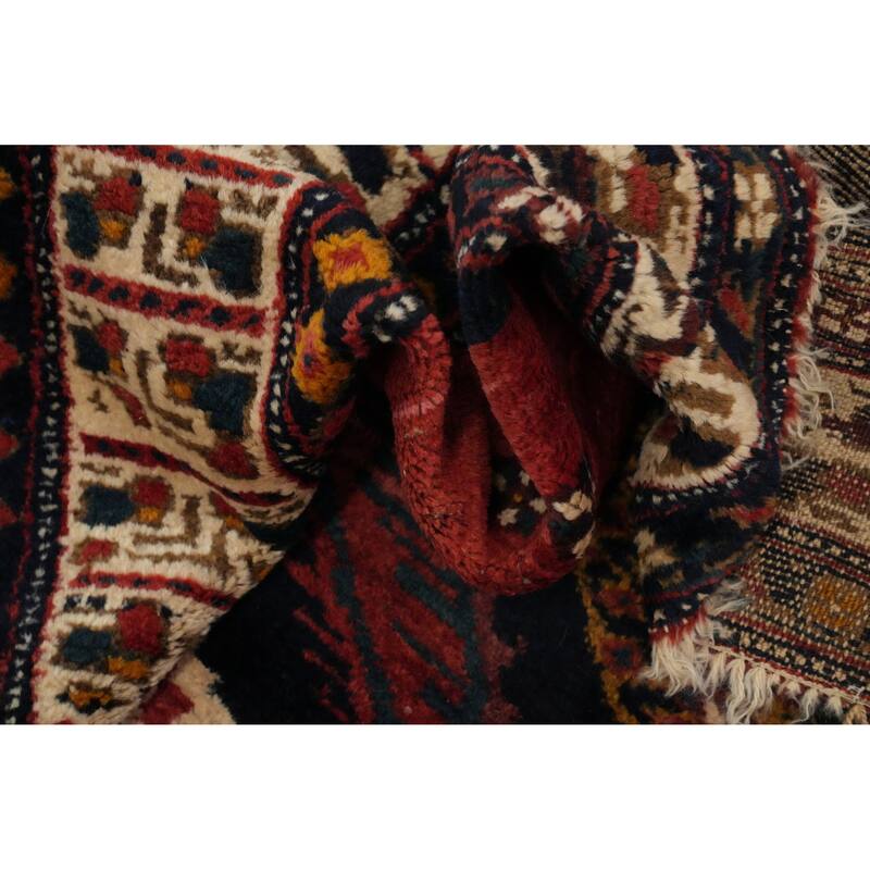 Hand Knotted Oriental 100% Wool Carpet Traditional Tribal Navy Blue & Blues Bakhtiari Area Rug - 11' 5'' X 6' 1''