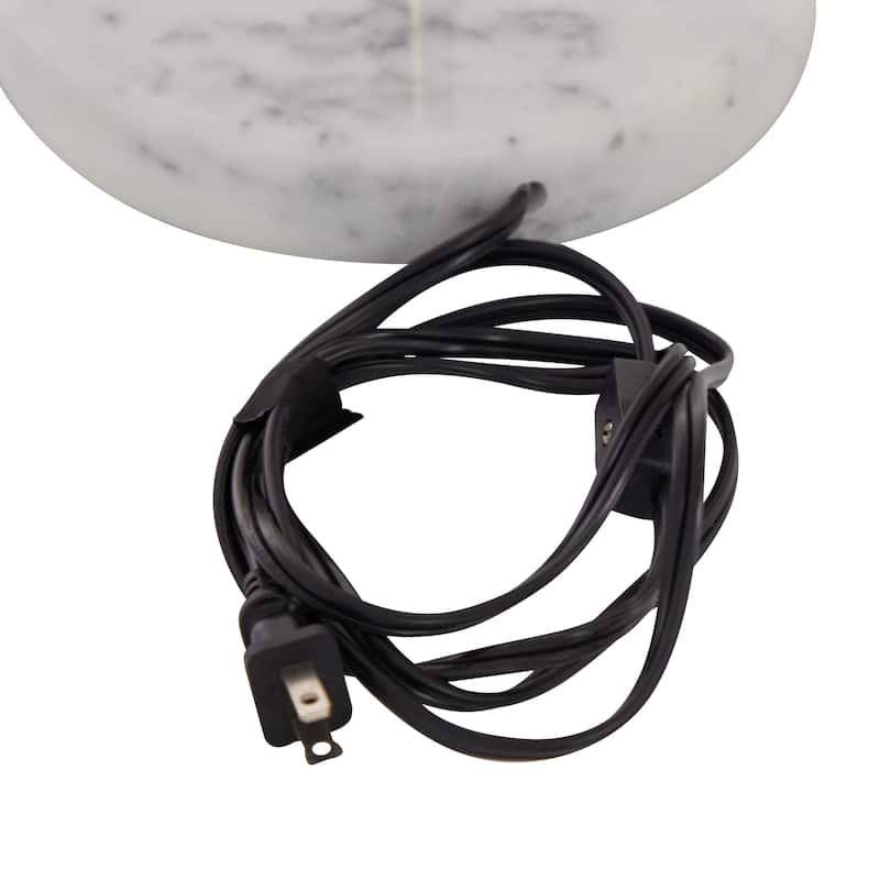 Metal Room Table Lamp with Round Ribbed Shade - White - CosmoLiving by Cosmopolitan