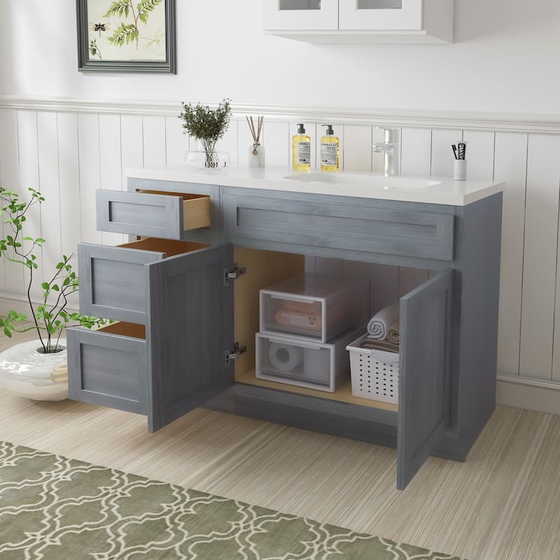 Vanity Art 54" Oak Freestanding Bathroom Vanity Cabinet without Top