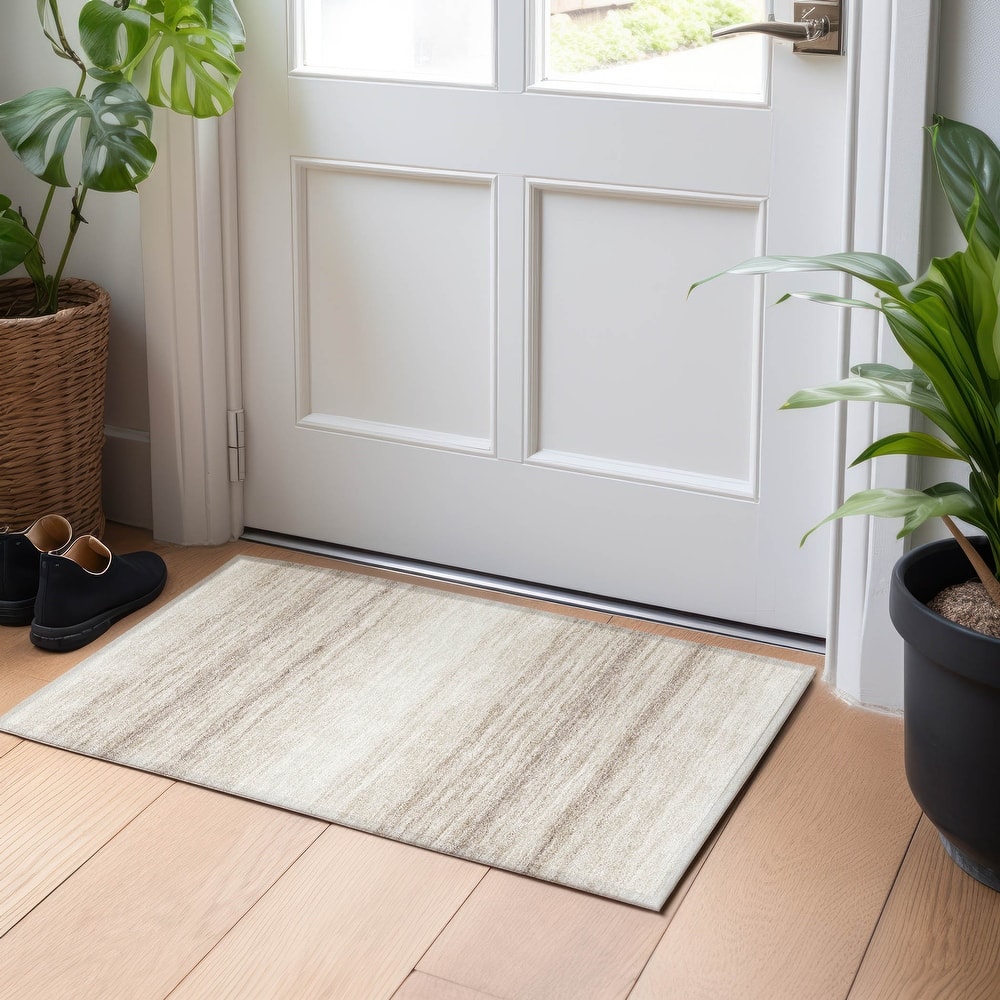 Machine Washable Indoor/ Outdoor Ombre Stripe Chantille Rug