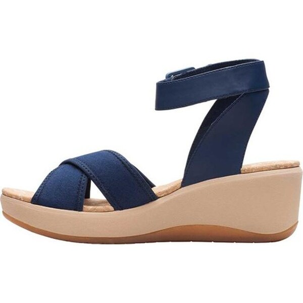 clarks navy blue wedge sandals