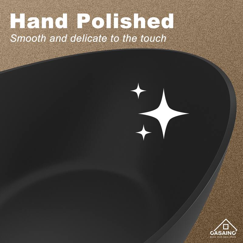 63" Solid Surface Freestanding Bathtub in Matte White/Black/Grey