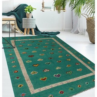 5'7 x 7'8 Blue Rug Noori Rug Handmade High-Low Kilim Malcolm Green/Lt 5'7 x 7'8 Blue Rug Noori Rug Handmade High-Low Kilim Malcolm Green/Lt