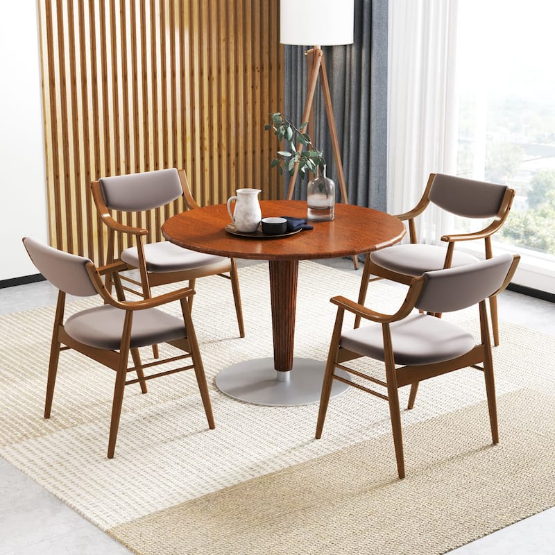 Gymax Set Of 4 PU Leather/Velvet Dining Chair w/ Padded Seat & Back