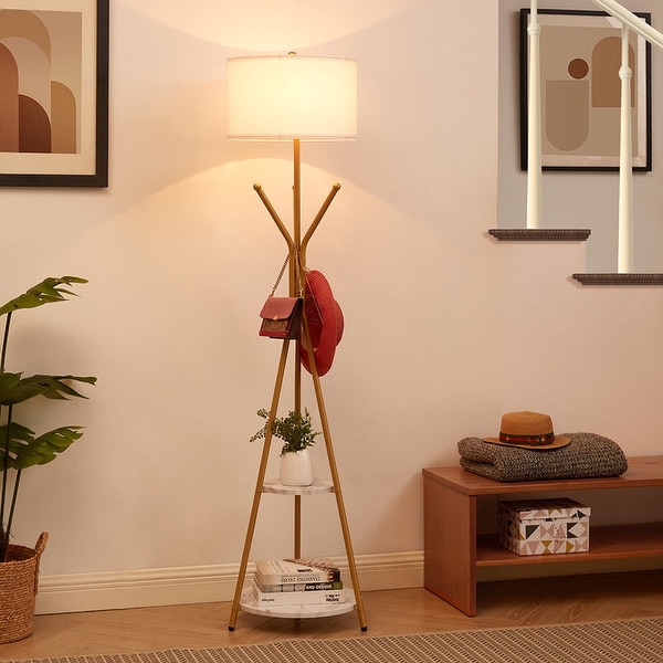 Floor lamp coat rack top