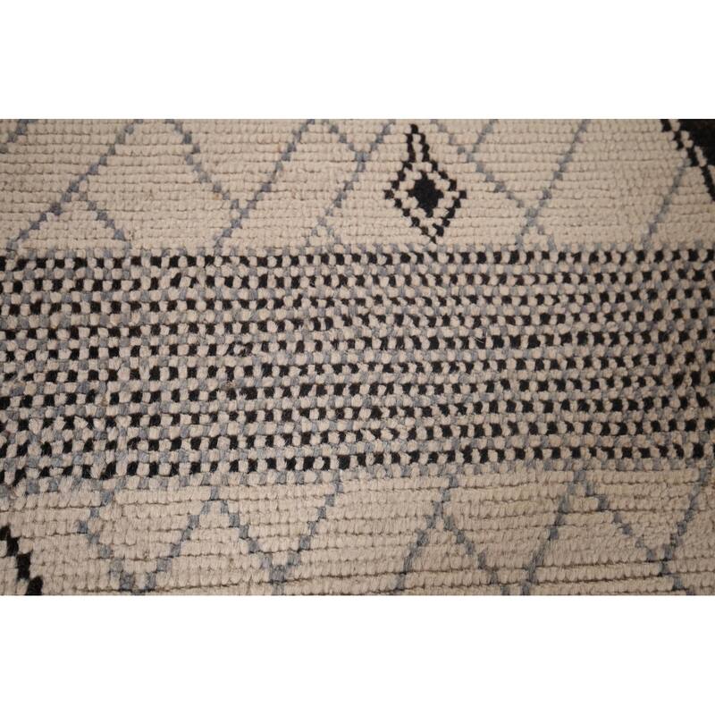 Geometric Moroccan Rug Hand-Knotted Wool Carpet - 8'9"x 12'7"