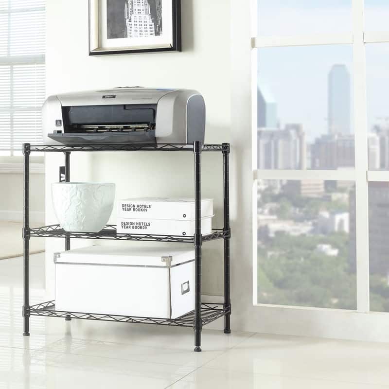 Concise Carbon Steel/ PP 3-Shelf Home Kitchen Shelving Unit - Black