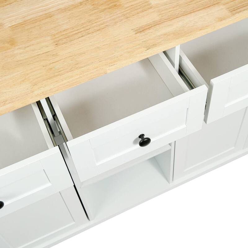 MDF Kitchen Cart Multifunctional with Storage Cabinet and 3 Drawers
