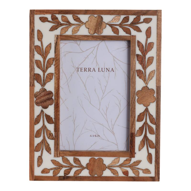Wood Glass Decorative Photo Frame Handcrafted Boho for Home Display