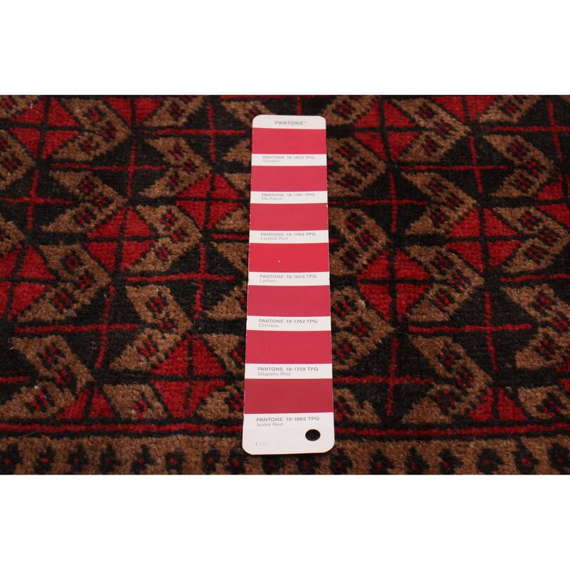 ECARPETGALLERY Hand-knotted Baluch Red Wool Rug - 2'11 x 6'4