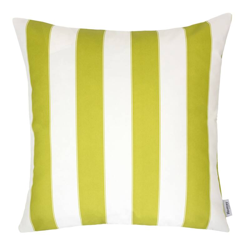 Striped Throw Pillow Indoor Outdoor Use Weather Resistant 20x20 Inches - Lime green