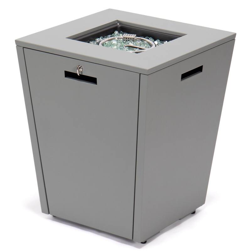 Chelsea Outdoor Aluminum Square Propane Fire Pit Table with Glass Wind Guard for Patio, Deck, Backyard CSA Certified Fire Table