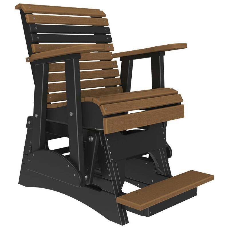 Poly Lumber Plain Rollback Balcony Glider - 2' - Antique Mahogany Woodgrain & Black