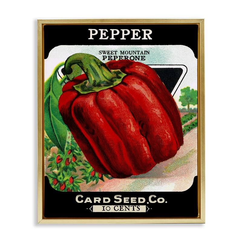 Stupell Vintage Garden Peppers Framed Floater Canvas Wall Art Design By Lil' Rue - 17 x 21 - Gold