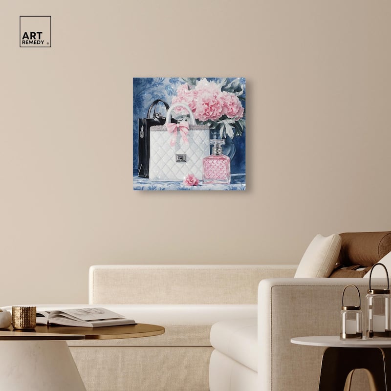 Pink Porcelain Purse and Perfume Canvas by Art Remedy, Gallery Wrapped