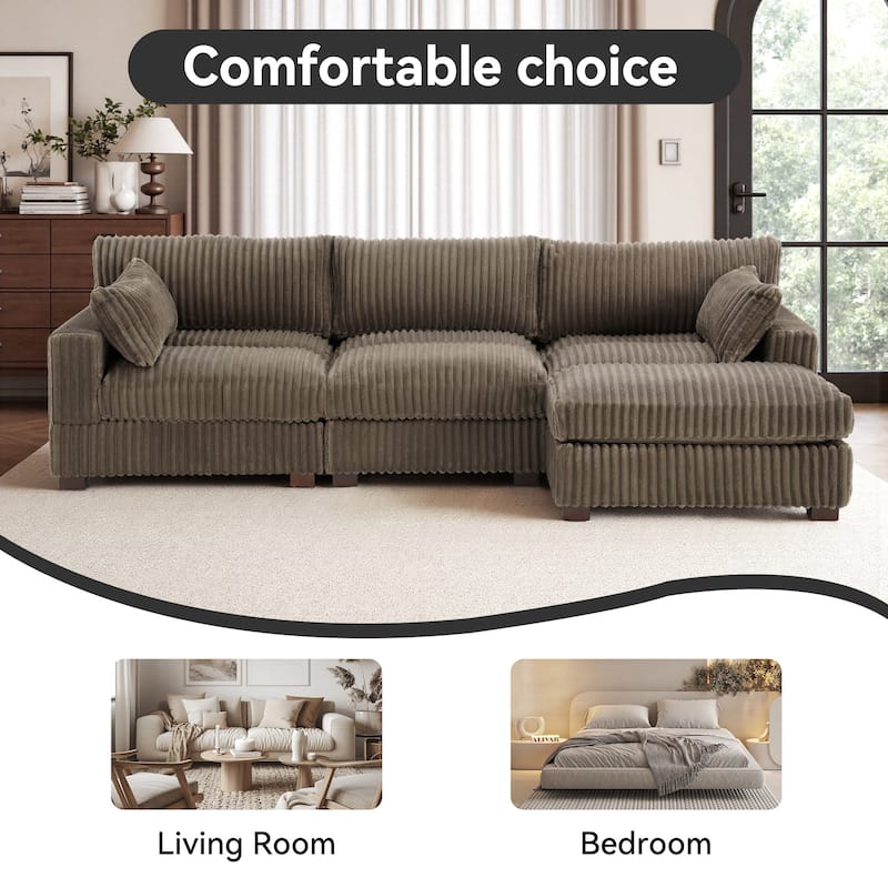Oversized Plush Modular Sectional Sofa Couch with Ottoman