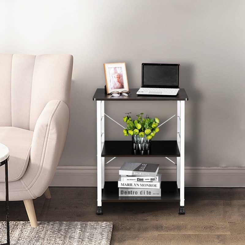 Baker's Rack 3-Tier Microwave Oven Stand Shelf with 10 Hooks