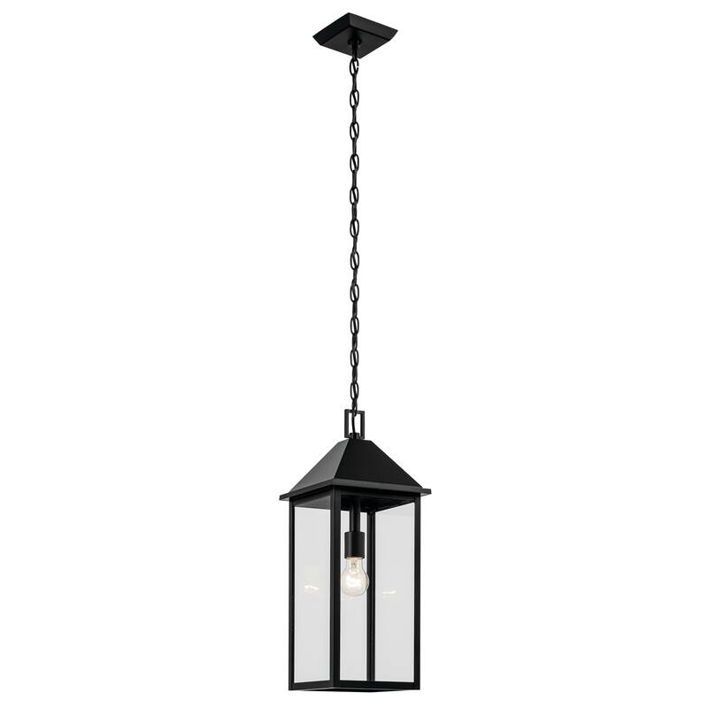 Prin 22 Inch 1 Light Outdoor Pendant with Clear Glass in Black